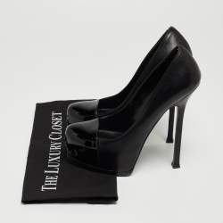Saint Laurent Black Patent and Leather Tribtoo Platform Pumps Size 38.5