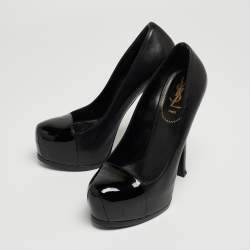 Saint Laurent Black Patent and Leather Tribtoo Platform Pumps Size 38.5