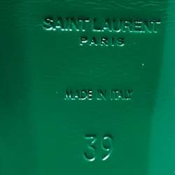 Pre Owned Saint Laurent Green Leather Tribute Ankle Strap Sandals Size 39