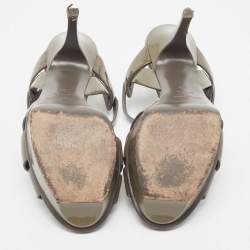 Saint Laurent Grey Patent Leather Tribute Sandals Size 38