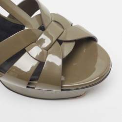 Saint Laurent Grey Patent Leather Tribute Sandals Size 38