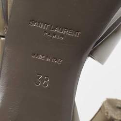 Saint Laurent Grey Patent Leather Tribute Sandals Size 38