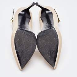 مملوكة مسبقًا Saint Laurent Beige Leather Janis Mary Jane Pumps Size 37.5