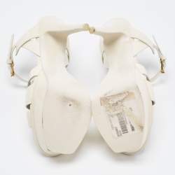 Pre Owned Saint Laurent Off White Patent Tribute Sandals Size 36