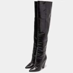 Pre Owned Saint Laurent Black Patent Leather Niki Over The Knee Boots Size 38