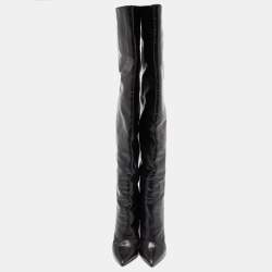 Pre Owned Saint Laurent Black Patent Leather Niki Over The Knee Boots Size 38