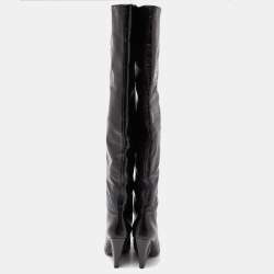 Pre Owned Saint Laurent Black Patent Leather Niki Over The Knee Boots Size 38