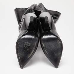 Pre Owned Saint Laurent Black Patent Leather Niki Over The Knee Boots Size 38