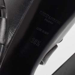 Pre Owned Saint Laurent Black Leather Platform Block Heel Ankle Strap Tribute Sandals Size 38.5