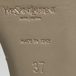 Pre Owned Saint Laurent Olive Green Patent Leather Tribute Sandals Size 37