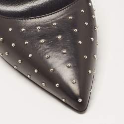 Saint Laurent Black Studded Leather Pointed Toe Pumps Size 38