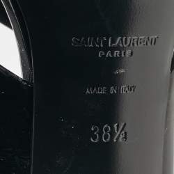 Pre Owned Saint Laurent Paris Black Patent Leather Loulou Criss Cross Slide Sandals Size 38.5