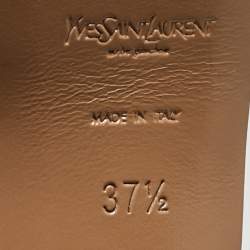 Pre Owned Saint Laurent Mustard Patent Leather Tribute Sandals Size 37.5