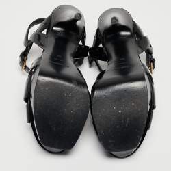 Pre Owned Saint Laurent Black Patent Leather Tribute Sandals Size 38