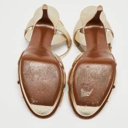 Saint Laurent Gold Leather Tribute Sandals Size 37.5