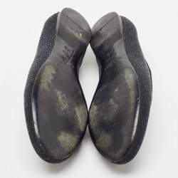 Yves Saint Laurent Black Glitter Suede Ballet Flats Size 37.5