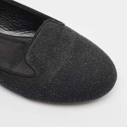 Yves Saint Laurent Black Glitter Suede Ballet Flats Size 37.5
