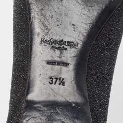 Yves Saint Laurent Black Glitter Suede Ballet Flats Size 37.5