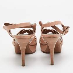 Saint Laurent Pink Leather Tribute Sandals Size 37.5