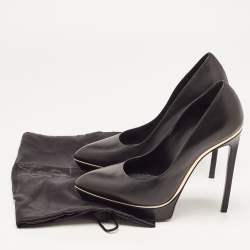 مملوكة مسبقًا Saint Laurent Black  Leather  Janis Pointed Toe Platform Pumps Size 39