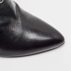 Pre Owned Saint Laurent Black Leather Studded Fetish Ankle Booties Size 39.5