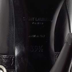 Pre Owned Saint Laurent Black Leather Studded Fetish Ankle Booties Size 39.5
