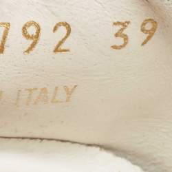 Pre Owned Saint Laurent White Leather Crystal Embellished Low Top Sneakers Size 39