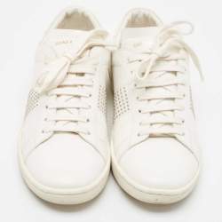 Pre Owned Saint Laurent White Leather Crystal Embellished Low Top Sneakers Size 39