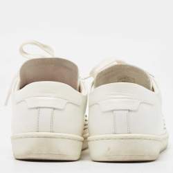 Pre Owned Saint Laurent White Leather Crystal Embellished Low Top Sneakers Size 39