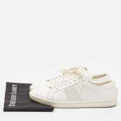 Pre Owned Saint Laurent White Leather Crystal Embellished Low Top Sneakers Size 39