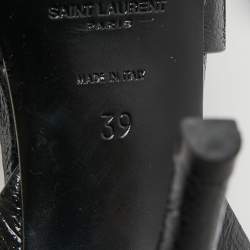 Pre Owned Saint Laurent Black Leather Tribute Ankle Strap Sandals Size 39