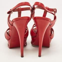 Saint Laurent Red Leather Tribute Sandals Size 36