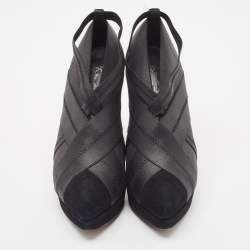 Yves Saint Laurent Black Elastic Bandage And Suede Booties Size 36