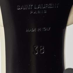 Pre Owned Saint Laurent Off White Leather Slide Sandals Size 38