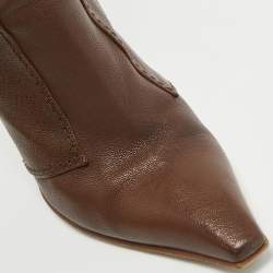 Pre Owned Saint Laurent  Brown Leather Knee Length Boots Size 38