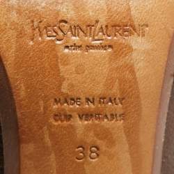 Pre Owned Saint Laurent  Brown Leather Knee Length Boots Size 38