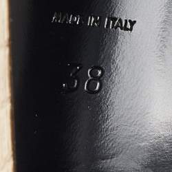 مملوكة مسبقًا Saint Laurent Metallic Gold Lizard Embossed Leather Jane Ankle-Strap Sandals Size 38