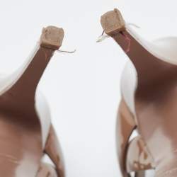 Saint Laurent Light Brown Patent Leather Tribute Sandals Size 37.5