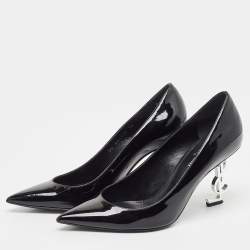 Pre Owned Saint Laurent Black Patent Leather Opyum Pumps Size 38