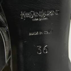 Pre Owned Saint Laurent Black Patent Leather Tribute Sandals Size 36