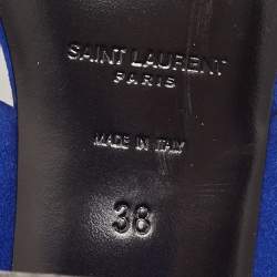 Pre Owned Saint Laurent Blue  Suede Loulou Slide Sandals Size 38