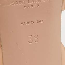 Pre Owned Saint Laurent Beige Patent Tribute Sandals Size 38