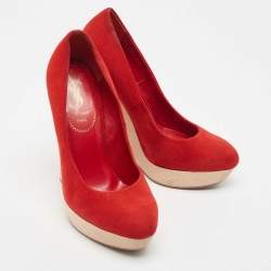 Saint Laurent Red Suede Wadge Sandals Size 35