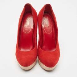 Saint Laurent Red Suede Wadge Sandals Size 35