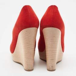 Saint Laurent Red Suede Wadge Sandals Size 35