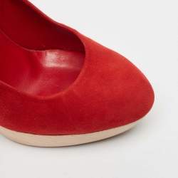 Saint Laurent Red Suede Wadge Sandals Size 35