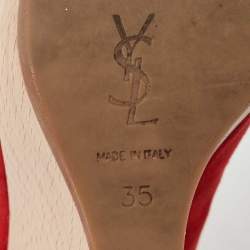 Saint Laurent Red Suede Wadge Sandals Size 35