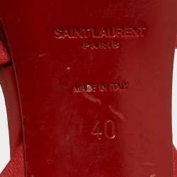 Pre Owned Saint Laurent Red Leather Tribute Sandals Size 40