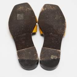 Saint Laurent Yellow Leather Tribute Slide Flats Size 39 