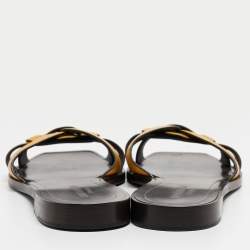 Saint Laurent Yellow Leather Tribute Slide Flats Size 39 